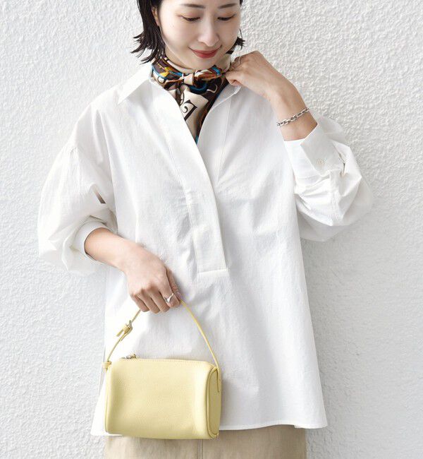 SHIPS for women「〈手洗い可能〉無地 / ストライプ サイド スリット スキッパー コットン シャツ」|シャツ・ブラウス|