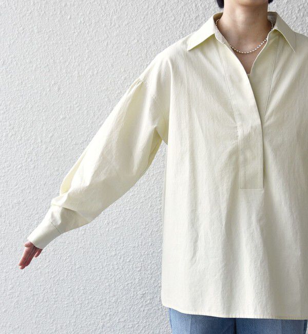 SHIPS for women「〈手洗い可能〉無地 / ストライプ サイド スリット スキッパー コットン シャツ」|シャツ・ブラウス|