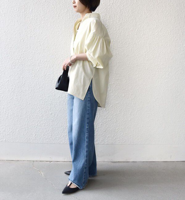 SHIPS for women「〈手洗い可能〉無地 / ストライプ サイド スリット スキッパー コットン シャツ」|シャツ・ブラウス|