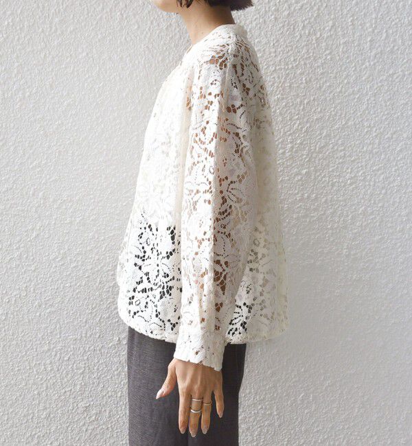 SHIPS for women「《予約》〈手洗い可能〉裾 ドロスト レース ブラウス」|シャツ・ブラウス|