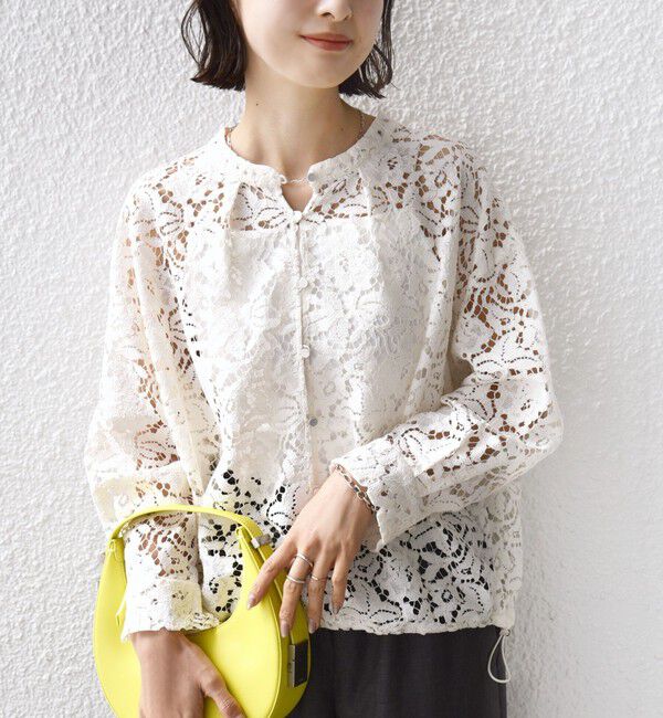 SHIPS for women「《予約》〈手洗い可能〉裾 ドロスト レース ブラウス」|シャツ・ブラウス|