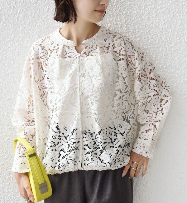SHIPS for women「《予約》〈手洗い可能〉裾 ドロスト レース ブラウス」|シャツ・ブラウス|