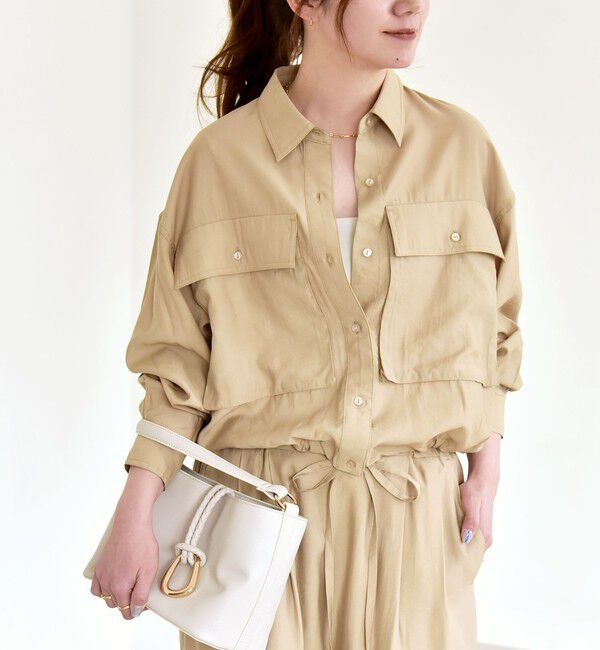 quaranciel「《予約》quaranciel:〈洗濯機可能〉ドロスト コンパクト ポケット レギュラー シャツ」|シャツ・ブラウス|