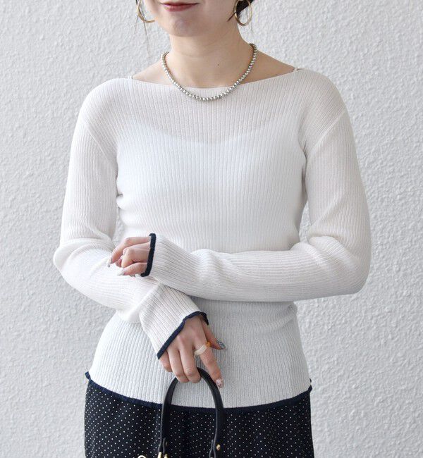 SHIPS any「《予約》SHIPS any:〈手洗い可能〉コットン ミックス 配色 リブ ニット プルオーバー」|ニット・セーター|