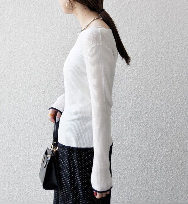 SHIPS any「《予約》SHIPS any:〈手洗い可能〉コットン ミックス 配色 リブ ニット プルオーバー」|ニット・セーター|