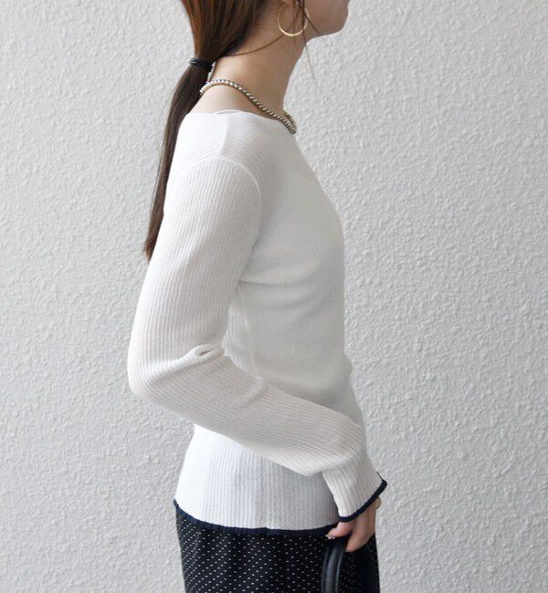 SHIPS any「《予約》SHIPS any:〈手洗い可能〉コットン ミックス 配色 リブ ニット プルオーバー」|ニット・セーター|