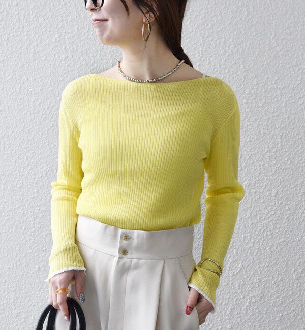 SHIPS any「《予約》SHIPS any:〈手洗い可能〉コットン ミックス 配色 リブ ニット プルオーバー」|ニット・セーター|