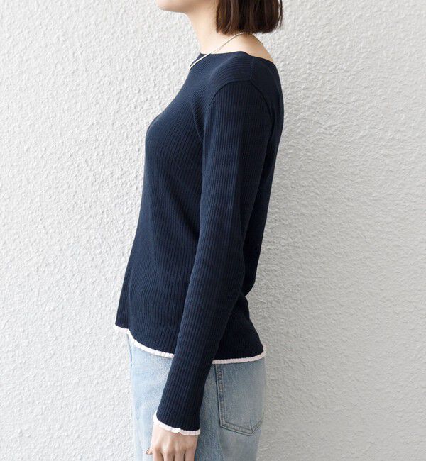 SHIPS any「《予約》SHIPS any:〈手洗い可能〉コットン ミックス 配色 リブ ニット プルオーバー」|ニット・セーター|