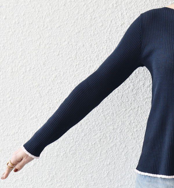 SHIPS any「《予約》SHIPS any:〈手洗い可能〉コットン ミックス 配色 リブ ニット プルオーバー」|ニット・セーター|