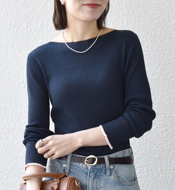 SHIPS any「《予約》SHIPS any:〈手洗い可能〉コットン ミックス 配色 リブ ニット プルオーバー」|ニット・セーター|