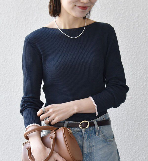 SHIPS any「《予約》SHIPS any:〈手洗い可能〉コットン ミックス 配色 リブ ニット プルオーバー」|ニット・セーター|