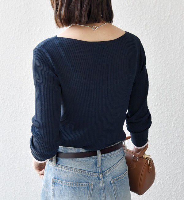 SHIPS any「《予約》SHIPS any:〈手洗い可能〉コットン ミックス 配色 リブ ニット プルオーバー」|ニット・セーター|