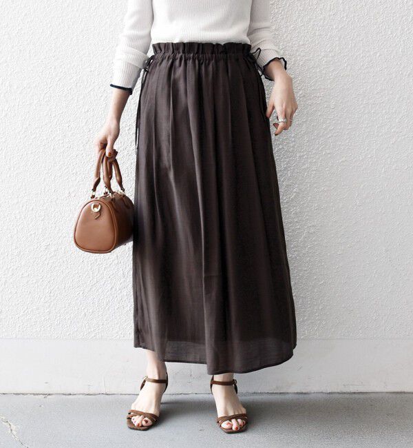 SHIPS any「《予約》SHIPS any:〈洗濯機可能〉シアー ストレート ギャザー イージー リボン スカート」|スカート|