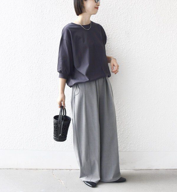 SHIPS for women「《予約》【WEB限定】〈洗濯機可能〉オーガニック コットン 裾 ドロスト トップス」|Tシャツ・カットソー|