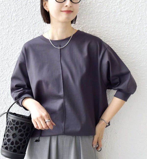 SHIPS for women「《予約》【WEB限定】〈洗濯機可能〉オーガニック コットン 裾 ドロスト トップス」|Tシャツ・カットソー|