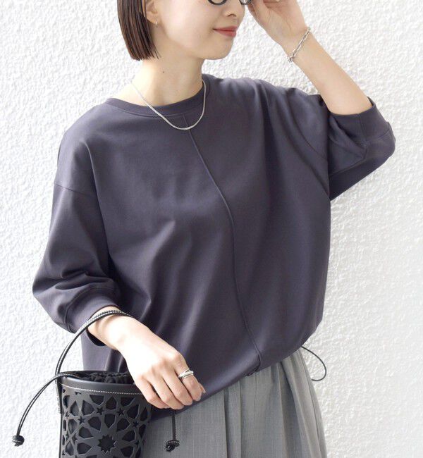 SHIPS for women「《予約》【WEB限定】〈洗濯機可能〉オーガニック コットン 裾 ドロスト トップス」|Tシャツ・カットソー|