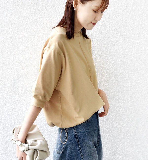 SHIPS for women「《予約》【WEB限定】〈洗濯機可能〉オーガニック コットン 裾 ドロスト トップス」|Tシャツ・カットソー|ベージュ系