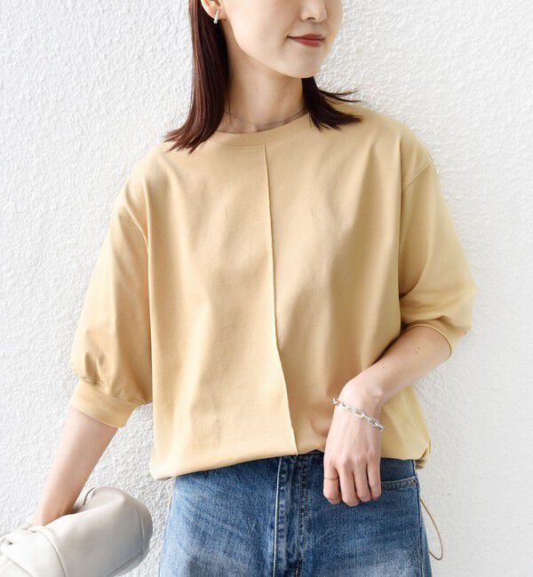 SHIPS for women「《予約》【WEB限定】〈洗濯機可能〉オーガニック コットン 裾 ドロスト トップス」|Tシャツ・カットソー|