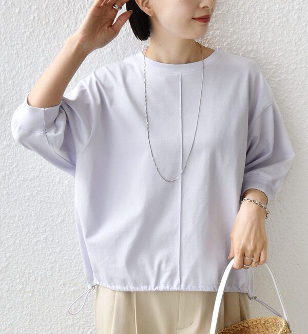 SHIPS for women「《予約》【WEB限定】〈洗濯機可能〉オーガニック コットン 裾 ドロスト トップス」|Tシャツ・カットソー|ライラック