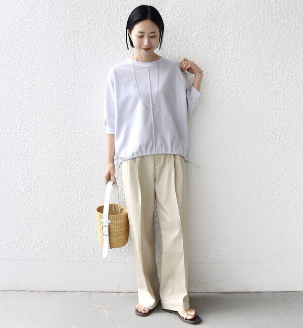 SHIPS for women「《予約》【WEB限定】〈洗濯機可能〉オーガニック コットン 裾 ドロスト トップス」|Tシャツ・カットソー|