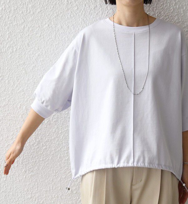 SHIPS for women「《予約》【WEB限定】〈洗濯機可能〉オーガニック コットン 裾 ドロスト トップス」|Tシャツ・カットソー|