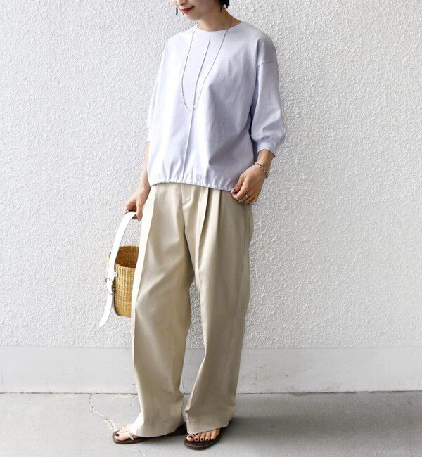 SHIPS for women「《予約》【WEB限定】〈洗濯機可能〉オーガニック コットン 裾 ドロスト トップス」|Tシャツ・カットソー|