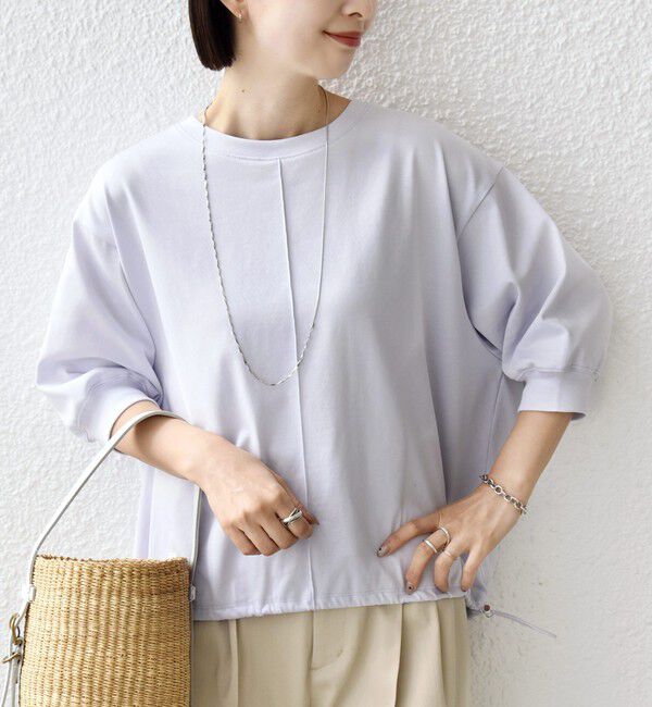 SHIPS for women「《予約》【WEB限定】〈洗濯機可能〉オーガニック コットン 裾 ドロスト トップス」|Tシャツ・カットソー|