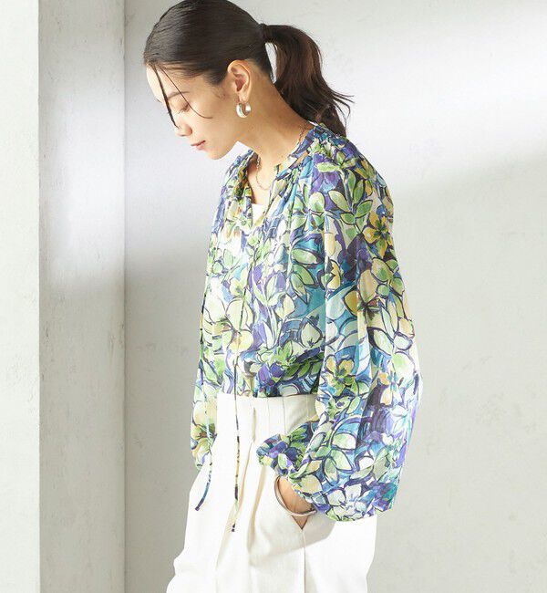 SHIPS for women「《予約》〈手洗い可能〉DEVEAUX 綿 プリント ブラウス」|シャツ・ブラウス|