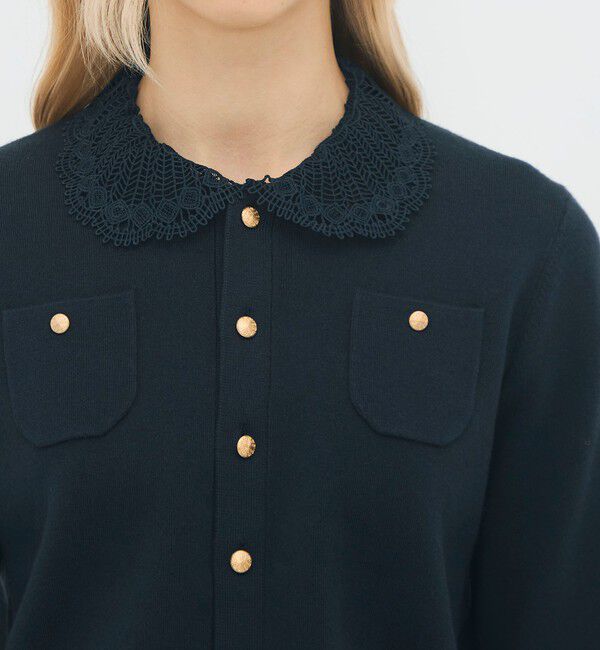 コットンカシミヤ レースコンビポケットカーディガン（CABaN）｜ルミネ
