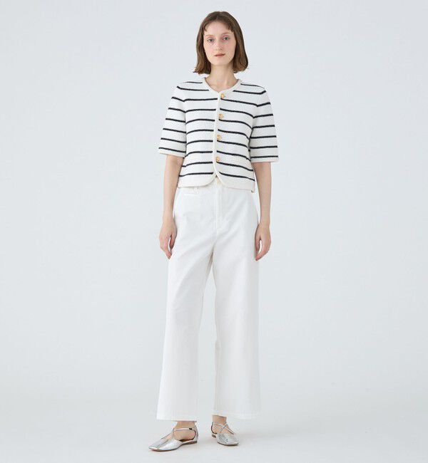 MACPHEE「モスライクステッチ ハーフスリーブジャケット」|ノーカラージャケット|