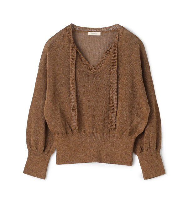 DES PRES「コットンシルクペーパーツイスト Vネックプルオーバー」|ニット・セーター|45 キャメル