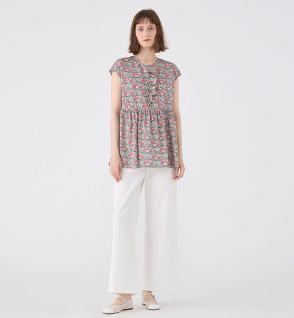 SOULEIADO「レーヨンプリント アシンメトリーフリルブラウス」|シャツ・ブラウス|