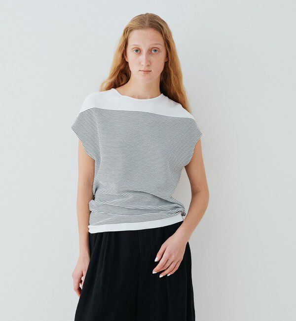 GALERIE VIE「クレープガーター フレンチスリーブプルオーバー」|ニット・セーター|