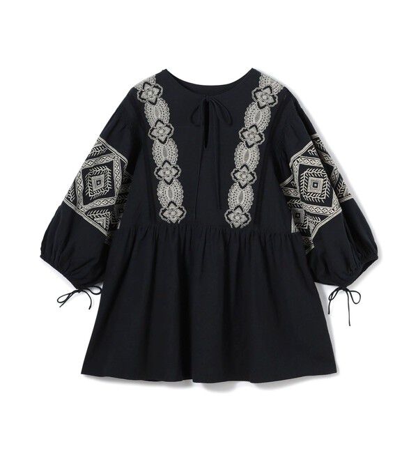 SOULEIADO「コットンエンブロイダリー ボリュームスリーブブラウス」|シャツ・ブラウス|18 ブラック系