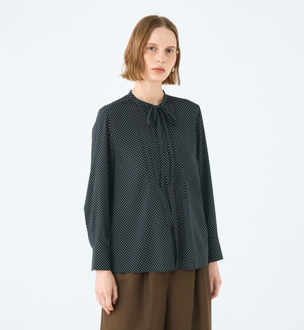 Ballsey「ミニドットプリント スリムボウタイブラウス」|シャツ・ブラウス|