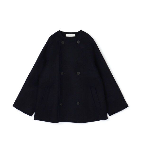 GALERIE VIE「ダブルフェイス カラーレストレンチコート」|ノーカラーコート|69 ネイビー
