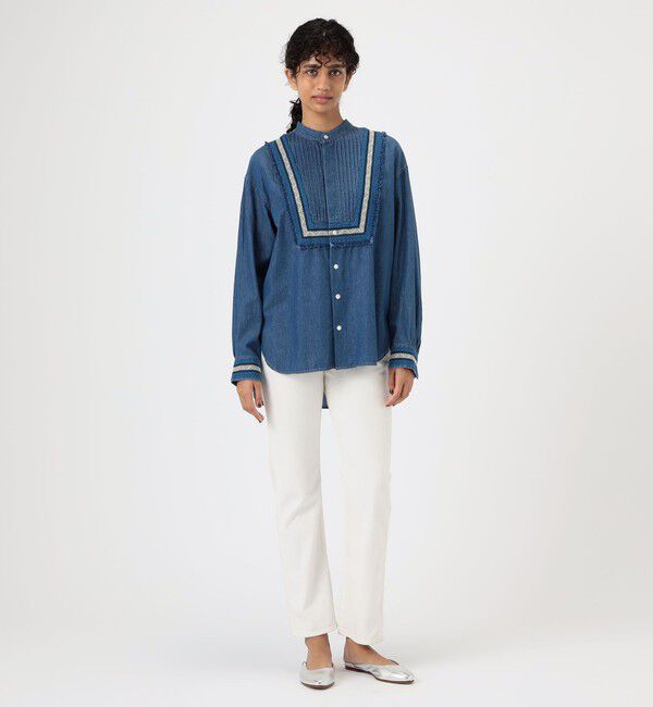 SOULEIADO「ラインエンブロイダリー ピンタックシャツ」|シャツ・ブラウス|