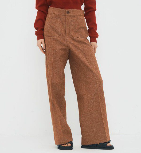 CABaN「コットンリネンスラブ ポケットワイドパンツ」|チノ|