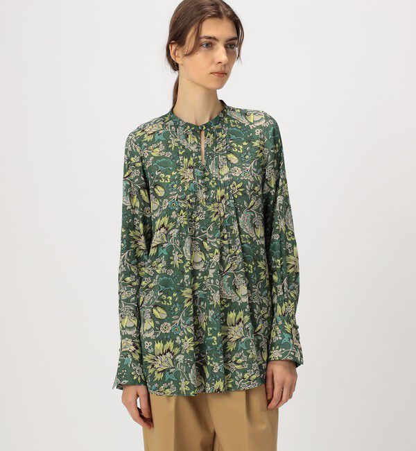 SOULEIADO「レーヨンプリント ピンタックブラウス」|シャツ・ブラウス|