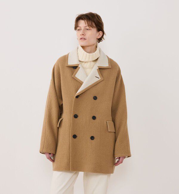 GALERIE VIE「シープライクダブルフェイス ドルマンスリーブコート」|ピーコート|