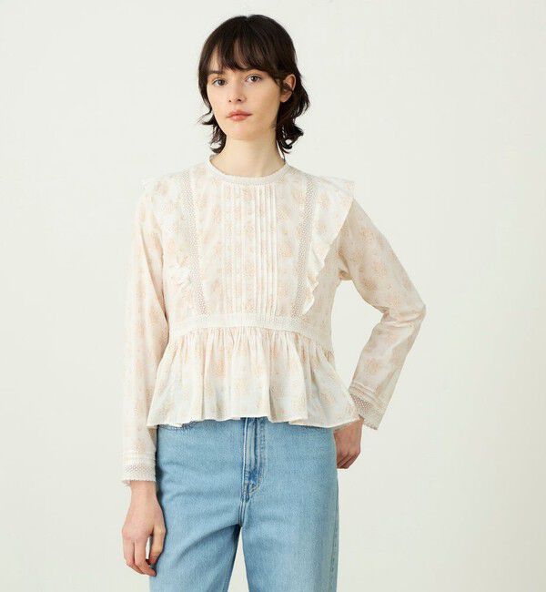 SOULEIADO「コットンプリント ペプラムブラウス」|シャツ・ブラウス|