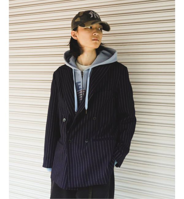 JOINT WORKS「オーバーサイズ ストライプ ダブルジャケット / Oversized Stripe Double Jacket」|テーラードジャケット|ネイビー