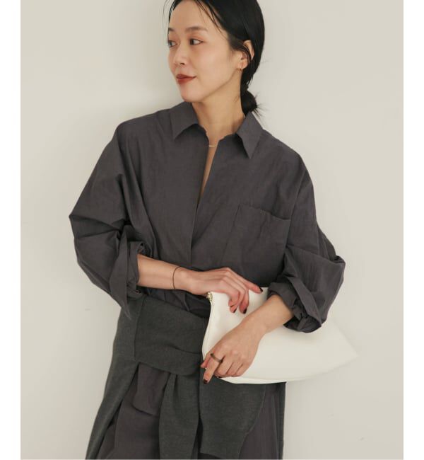 Plage「《予約》relaxy slit シャツ」|シャツ・ブラウス|グレー