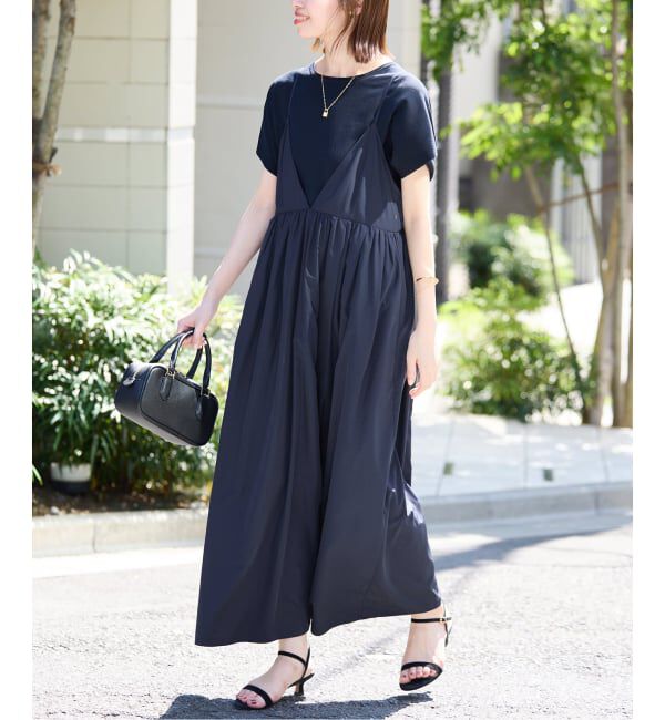 SLOBE IENA「《WEB限定/追加》タフタギャザーキャミワンピース」|ワンピース|