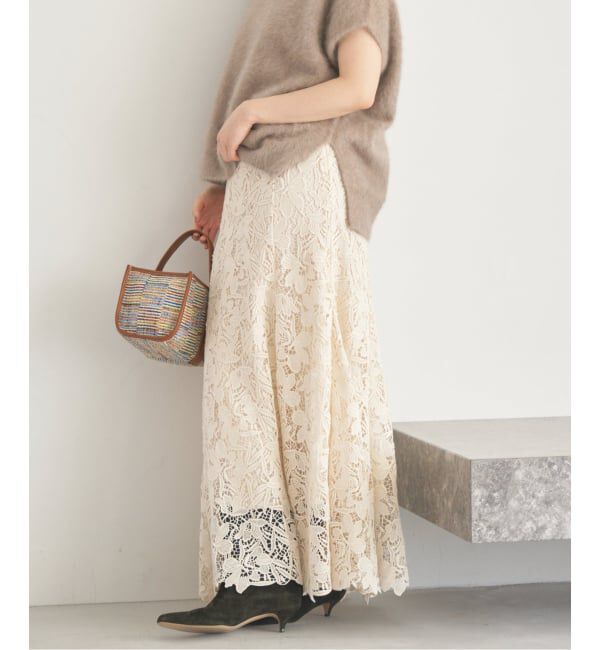 IENA「フラワーレース フレアスカート」|スカート|
