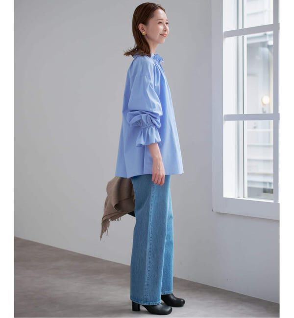 SLOBE IENA「《追加》タイプライターフリルカラーブラウス」|シャツ・ブラウス|