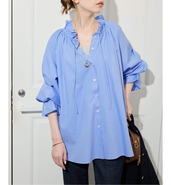 SLOBE IENA「《追加》タイプライターフリルカラーブラウス」|シャツ・ブラウス|