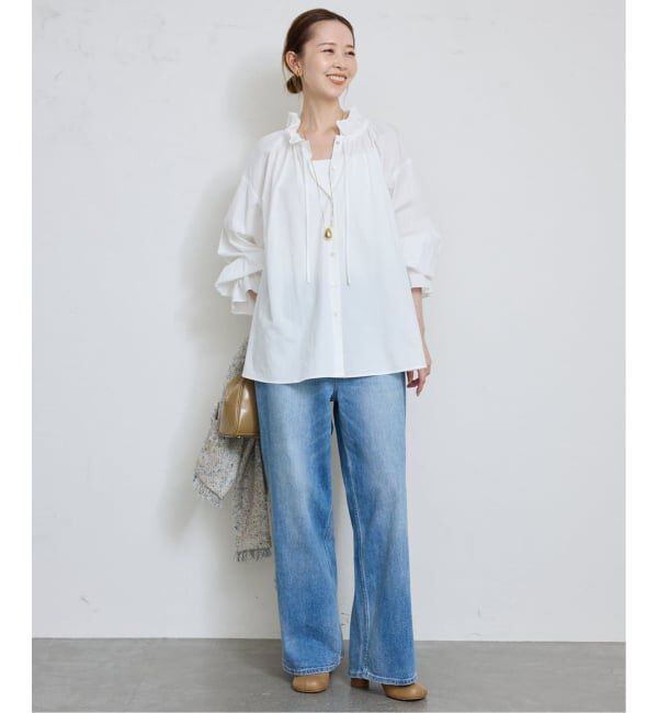 SLOBE IENA「《追加》タイプライターフリルカラーブラウス」|シャツ・ブラウス|