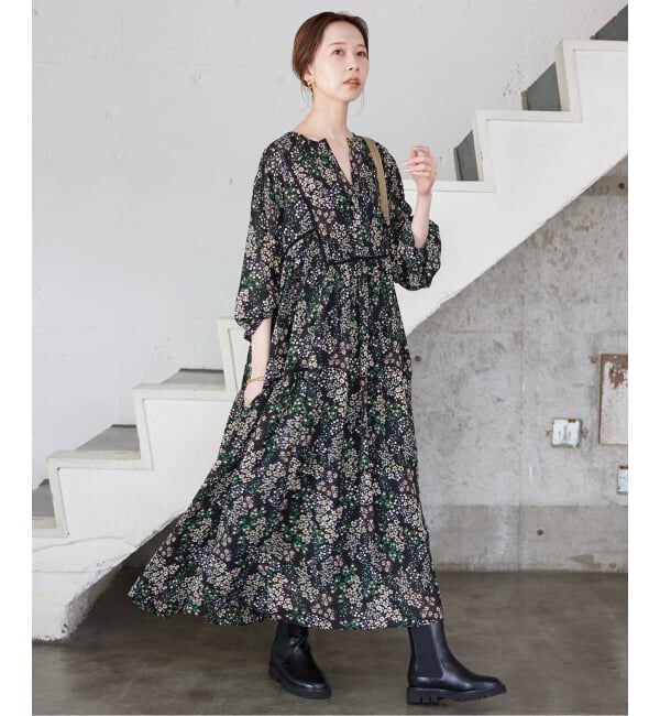SLOBE IENA「《WEB限定/追加2》FLOWER PRINT ワンピース」|ワンピース|