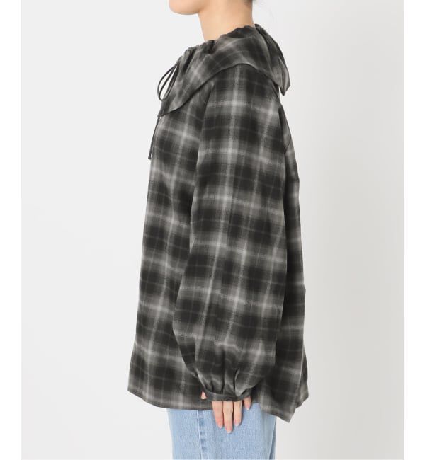 IENA「《追加2》BLACK フリルチェックブラウス」|シャツ・ブラウス|